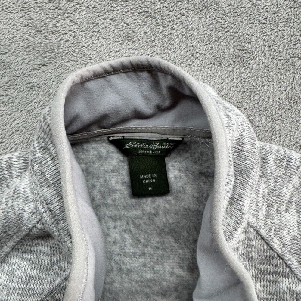 Eddie Bauer Grey Track Sweater Jacket Womens Medium Gray Sleeve Pocket Full Zip‎ - Picture 3 of 6